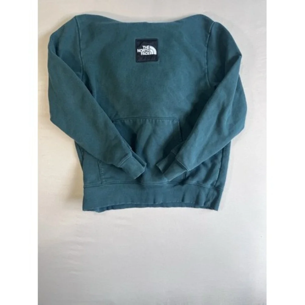 The North Face Men's XL Blue Solid Fleece Pullover Hoodie Logo Kangaroo Pocket